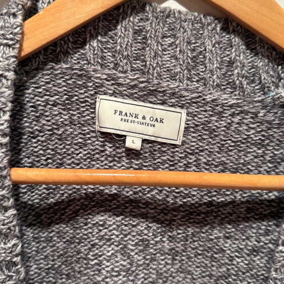 Frank & Oak grey marled knit cardigan with buttons and pockets, size L - Picture 3 of 9